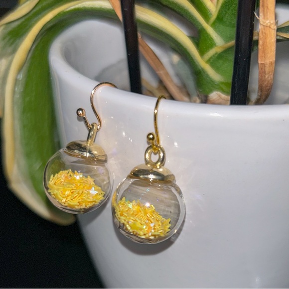 Yellow Wishing Ball Earrings - Picture 1 of 5